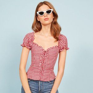Reformation Red Gingham Cassidy Top